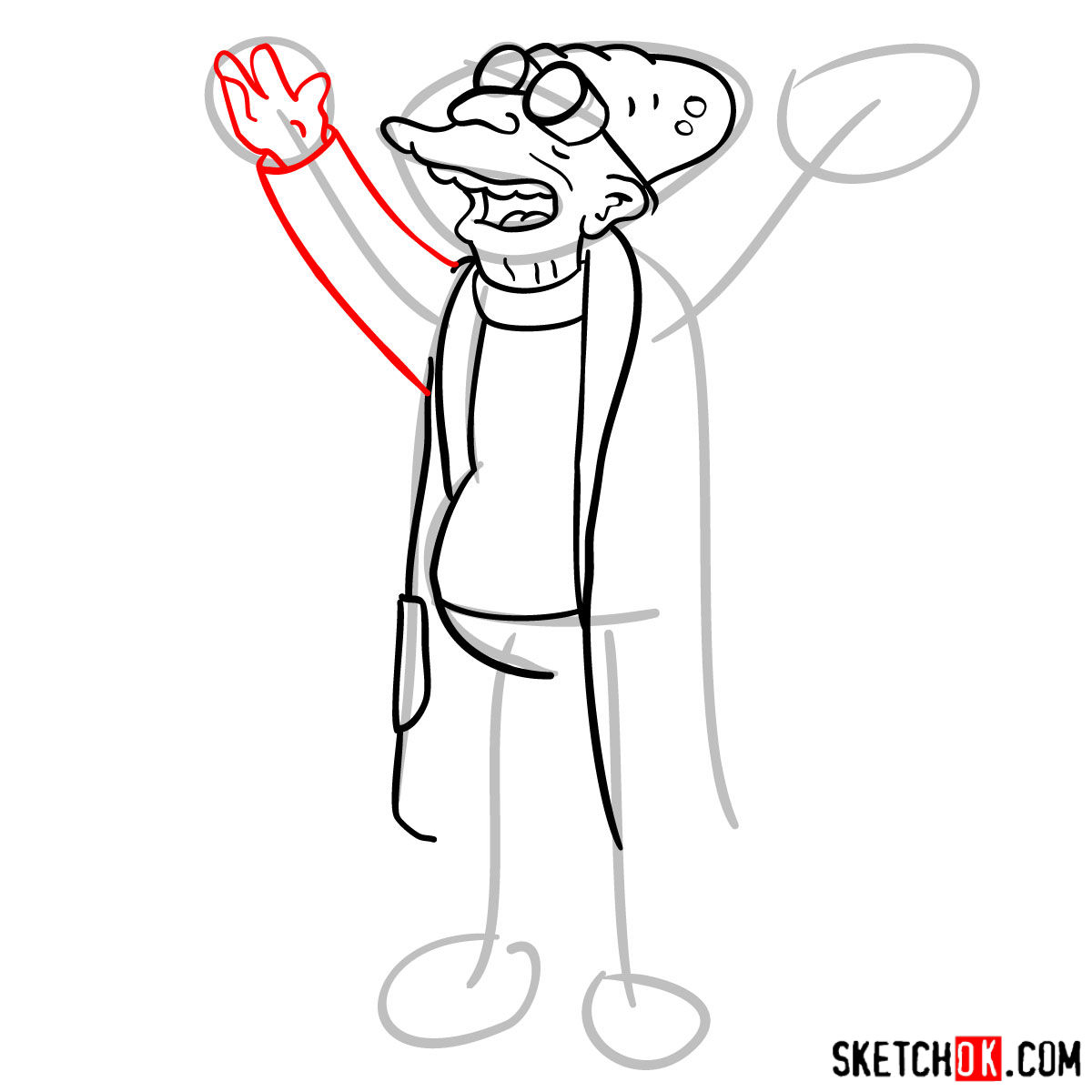 How to draw Professor Farnsworth - step 08